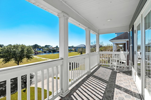 balcony with a water view