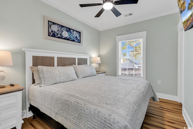 6001-1778 S Kings Hwy, Myrtle Beach, SC 29575 - bedroom featuring crown molding, ceiling fan, and light hardwood / wood-style flooring