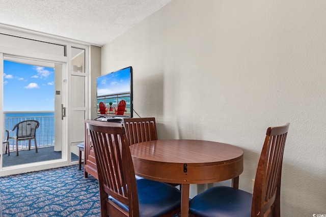 5200 N Ocean Blvd Unit 1231, Myrtle Beach, SC 29577 - dining room with a textured ceiling, floor to ceiling windows, and carpet