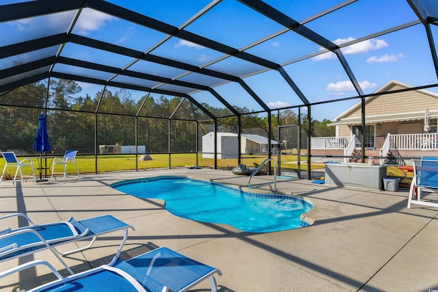 2580 Ash Little River Rd, Ash, NC 28420 - outdoor pool with a patio area, a lawn, and glass enclosure