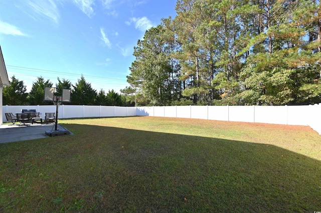 view of yard with a patio area