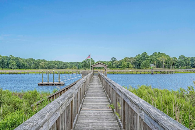 view of dock featuring a water view