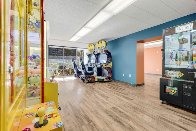 playroom featuring hardwood / wood-style floors