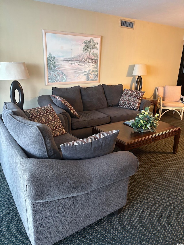 living room featuring carpet flooring