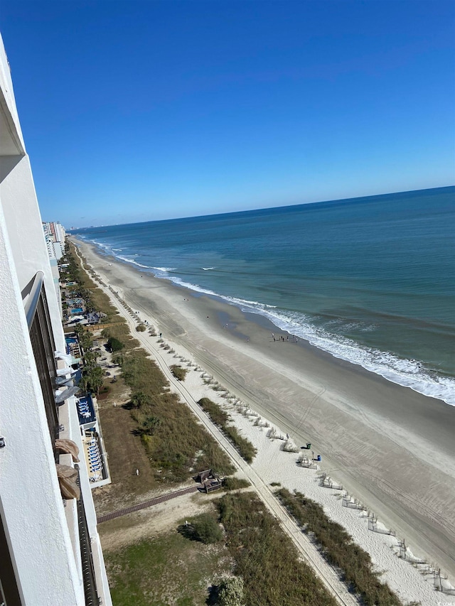 view of water feature with a view of the beach