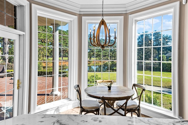 3754 Annandale Dr, Myrtle Beach, SC 29577 - sunroom with a water view and healthy amount of natural light