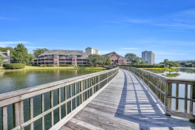 view of dock featuring a water view