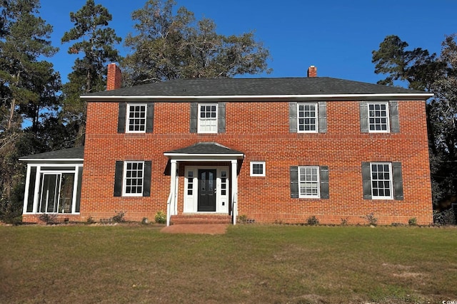 colonial house with a front yard