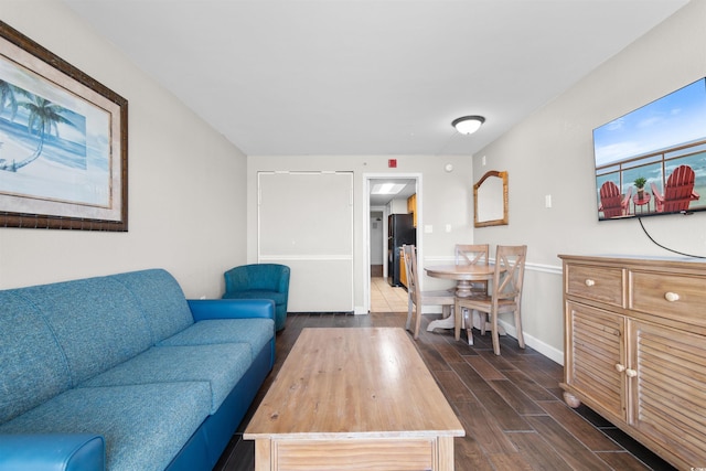 living room featuring dark hardwood / wood-style floors