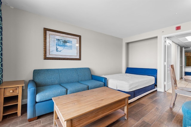 bedroom with wood-type flooring