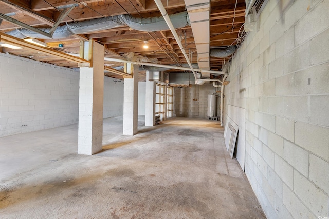 basement featuring gas water heater