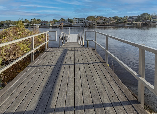 view of dock featuring a water view