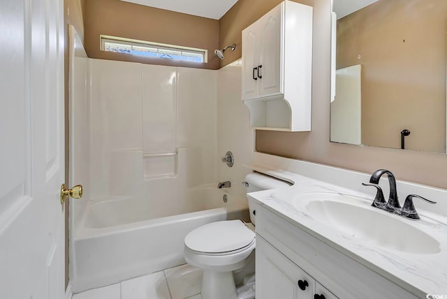 full bathroom featuring vanity, toilet, and bathtub / shower combination