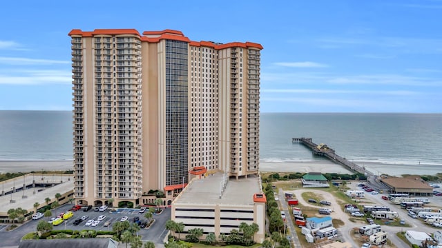 exterior space with a view of the beach and a water view