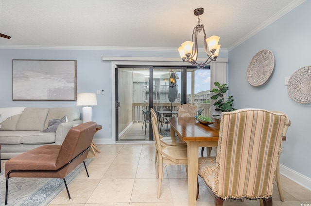 9661 Shore Dr Unit B30, Myrtle Beach, SC 29572 - dining room featuring a chandelier, crown molding, and baseboards