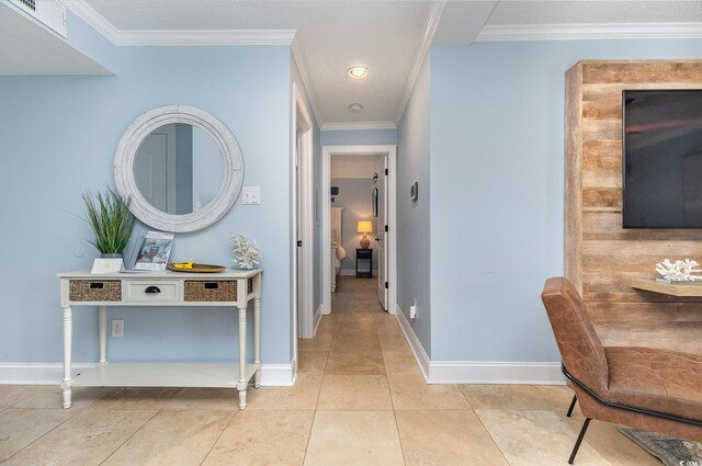 9661 Shore Dr Unit B30, Myrtle Beach, SC 29572 - hallway featuring recessed lighting, baseboards, crown molding, and light tile patterned floors