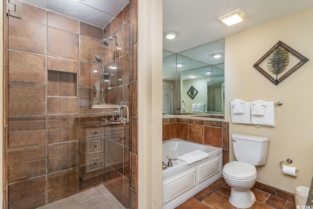 bathroom featuring plus walk in shower and toilet