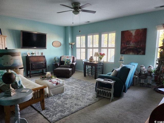 2256 Heritage Loop Unit 2256, Myrtle Beach, SC 29577 - living area featuring visible vents, ceiling fan, and carpet