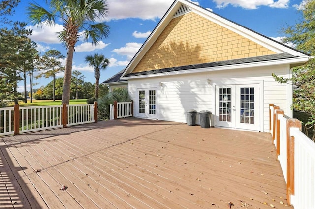 wooden terrace with french doors