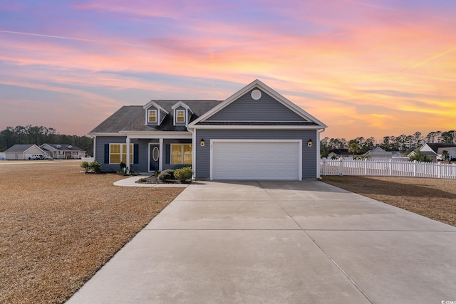 view of front of house with a garage