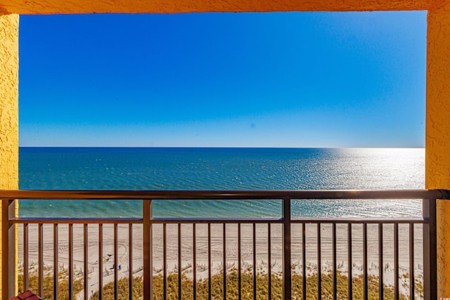 exterior space with a beach view