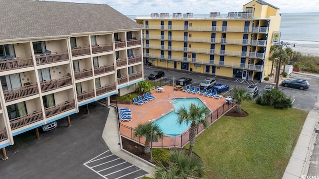 view of building exterior featuring a water view