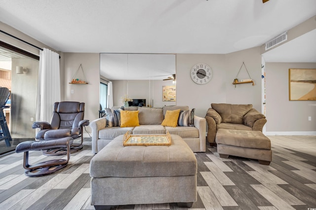 living room with wood-type flooring