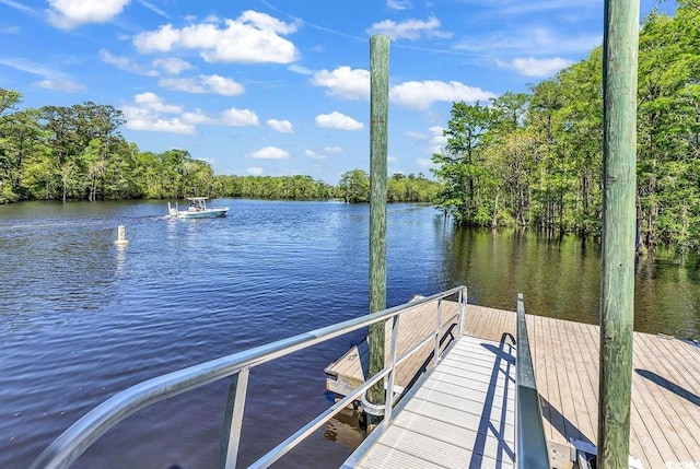 dock area featuring a water view