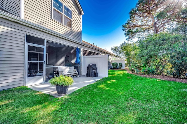 view of yard with a patio area