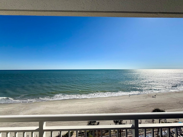 view of water feature with a view of the beach