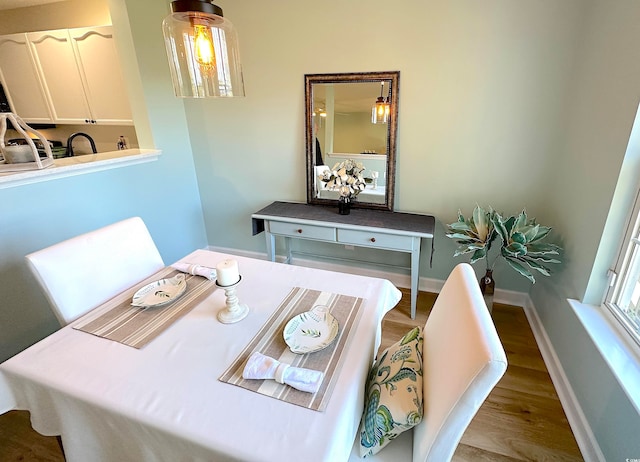 dining area with wood-type flooring