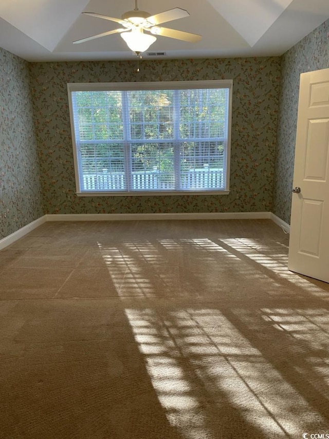 323 Sea Turtle Dr, Myrtle Beach, SC 29588 - carpeted empty room featuring a ceiling fan and wallpapered walls