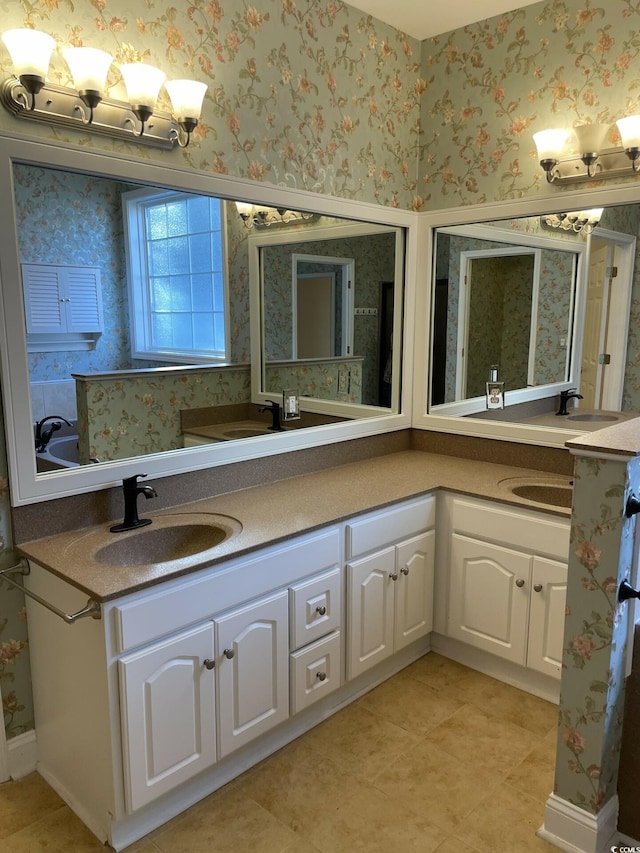 bathroom featuring vanity and tile patterned floors