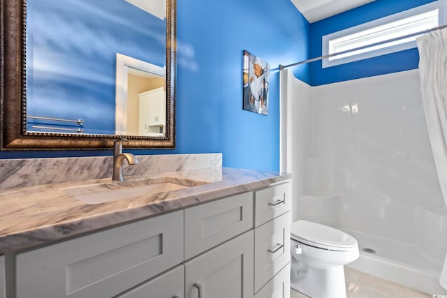 338 Harbour View Dr, Myrtle Beach, SC 29579 - full bathroom with toilet, a shower with shower curtain, vanity, and tile patterned flooring