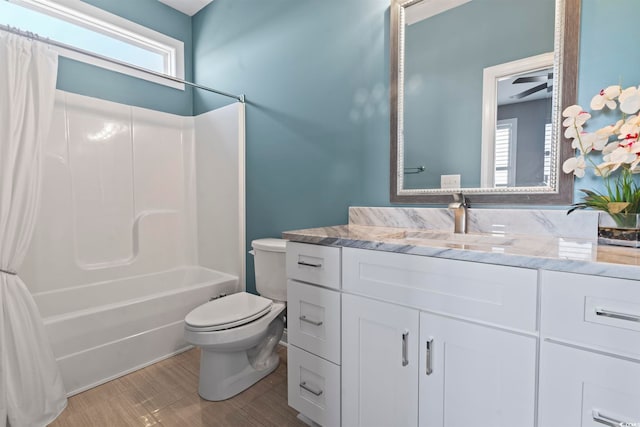 338 Harbour View Dr, Myrtle Beach, SC 29579 - bathroom with vanity, toilet, and shower / bathtub combination with curtain