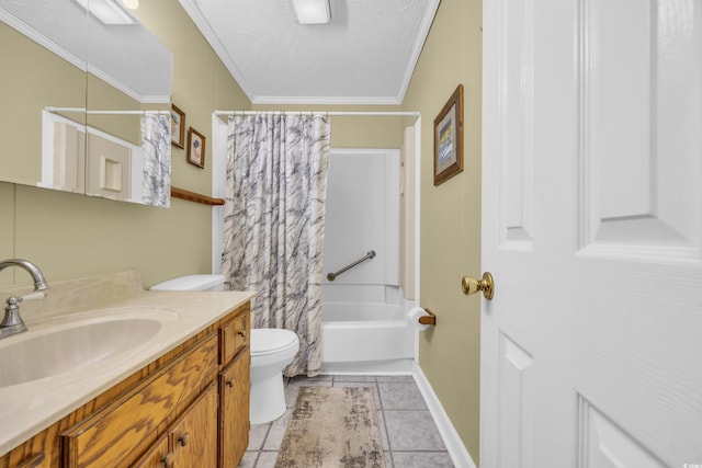 310 34th Ave N, North Myrtle Beach, SC 29582 - full bathroom with toilet, vanity, shower / bath combo, tile patterned floors, and a textured ceiling