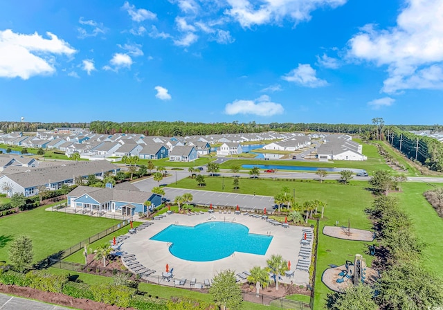 830 San Marco Ct Unit C, Myrtle Beach, SC 29579 - aerial perspective of suburban area featuring a pool area