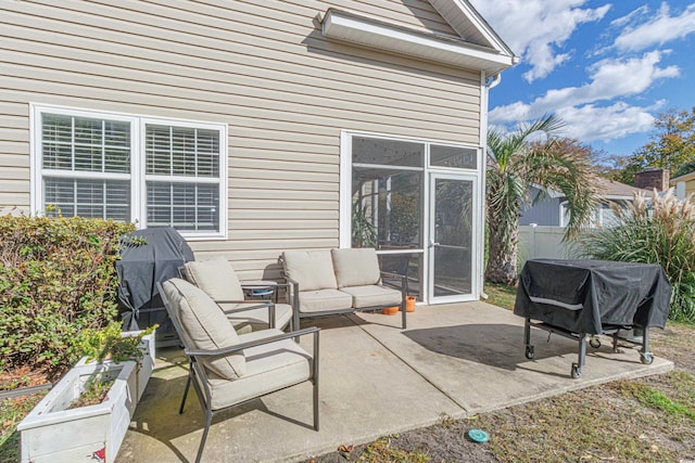 view of patio with area for grilling