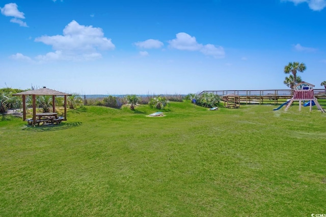 view of yard featuring a gazebo