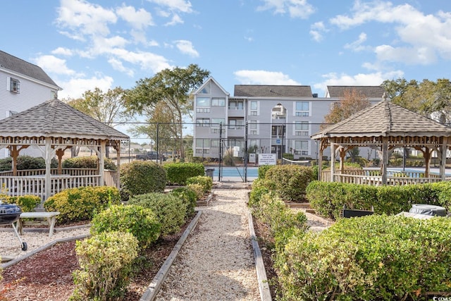 view of community with a gazebo