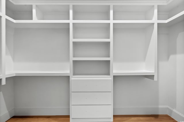 spacious closet featuring hardwood / wood-style flooring