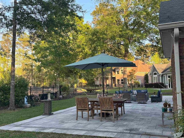 view of patio with outdoor lounge area