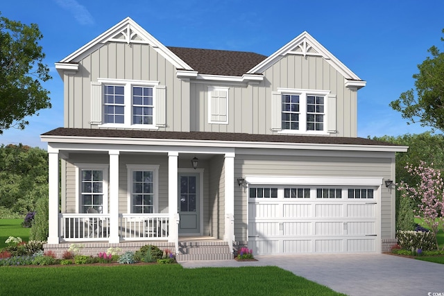 view of front of house featuring a garage and covered porch