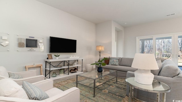 living room with hardwood / wood-style flooring