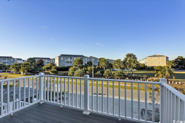 deck with a residential view