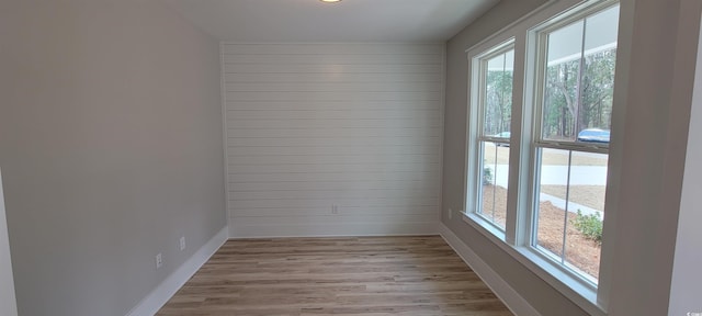 spare room featuring plenty of natural light and light wood-type flooring