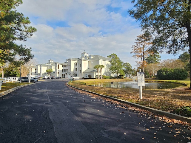 view of street featuring a water view