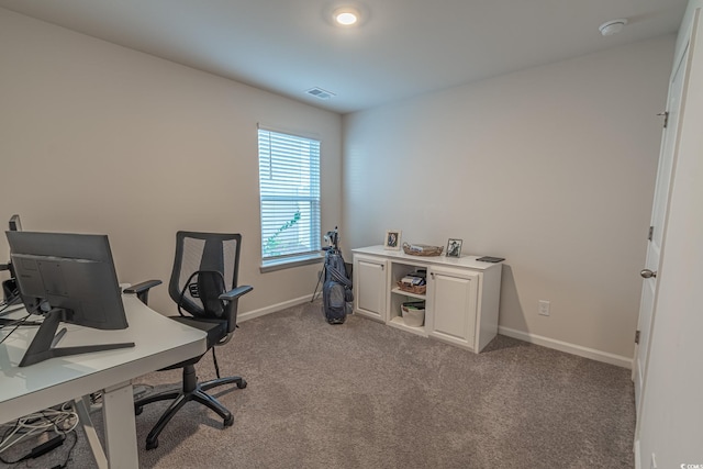 view of carpeted office space