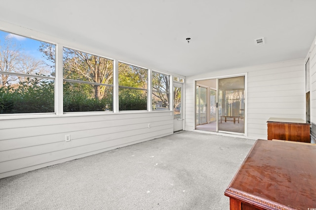 view of unfurnished sunroom