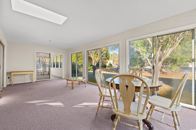 sunroom with plenty of natural light and a skylight